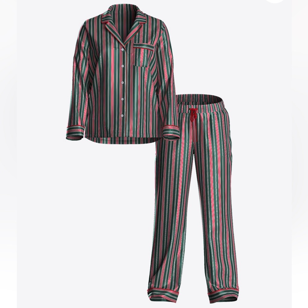 Victoria's Secret Satin Festive Striped Pajama Set - Picture 3 of 5